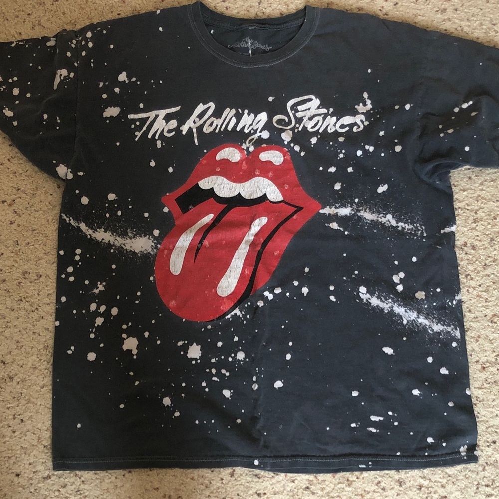 The Rolling Stones Black Graphic Tee with Red Tongue Logo